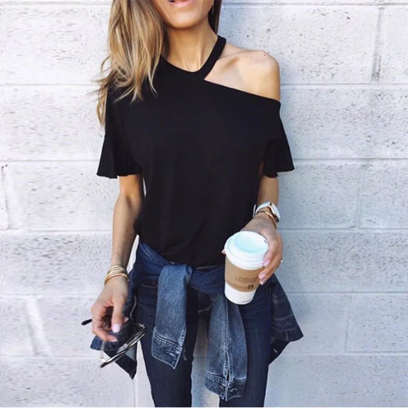 Suit-dress T Pity Solid Color Short Sleeve Neck Hanging Dew On The Shoulder Clothes T-shirt
Suit-dress T Pity Solid Color Short Sleeve Neck Hanging Dew On The Shoulder Clothes T-shirt