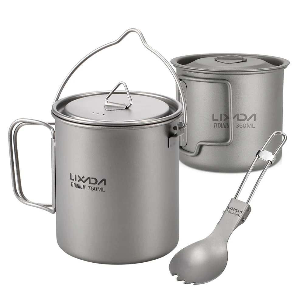 Lixada Titanium 3 Pieces Set 750ml Pot 420ml 350ml Water coffee Cup Mug with Folding Spork for Camping Hiking Backpacking
Lixada Titanium 3 Pieces Set 750ml Pot 420ml 350ml Water coffee Cup Mug with Folding Spork for Camping Hiking Backpacking