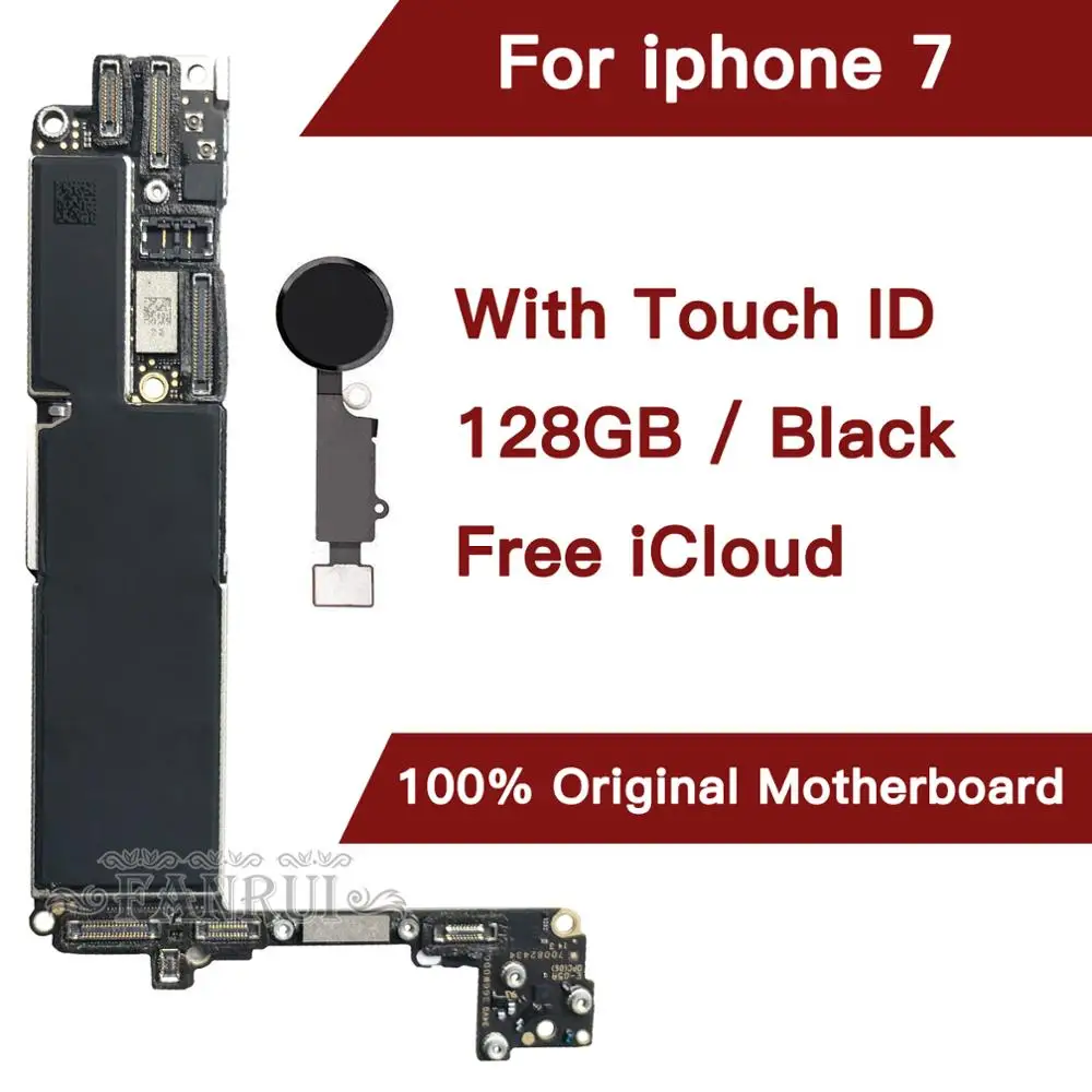 Для iphone 7 оригинальная материнская плата с touch ID 128 ГБ черная разблокированная iCloud