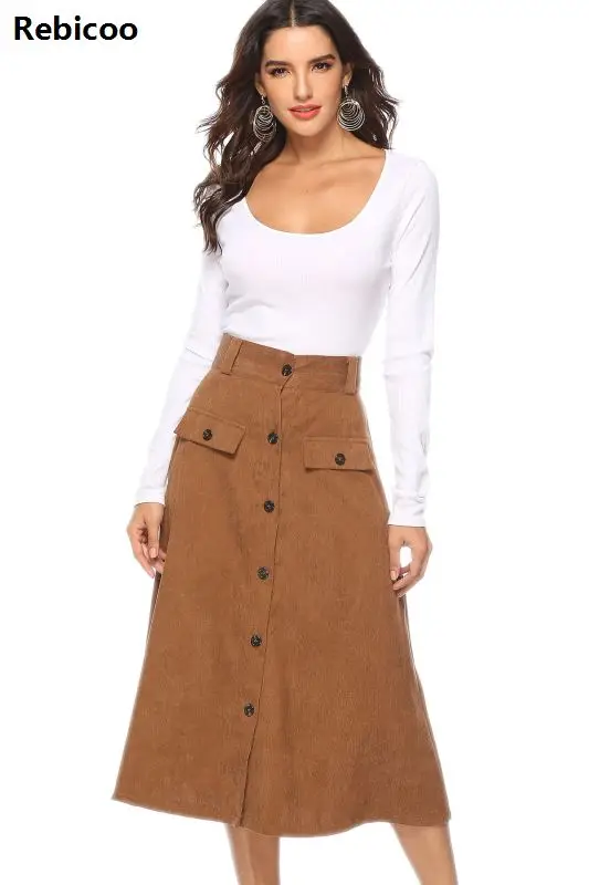 New Long Skirts for Women A Line Buttons Skirt Spring Casual Brown Solid Flared Fashion Empire Skirt Cotton Clothes
New Long Skirts for Women A Line Buttons Skirt Spring Casual Brown Solid Flared Fashion Empire Skirt Cotton Clothes