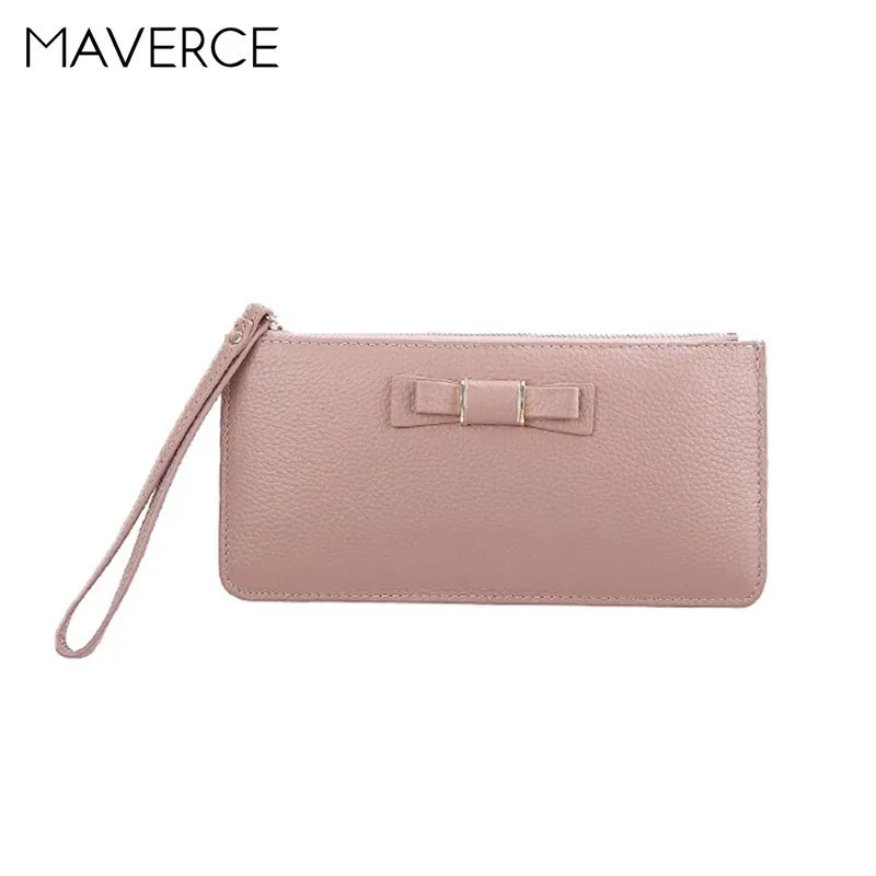 

2019 New Pattern Bow Litchi Grain Cowhide Ma'am Long Wallet women Cowhide Wallet Hand Package Woman purse