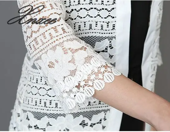Plus Size 5XL New Spring Summer 3/4 Sleeve Jacket Women Thin Lace Hollow Out Coat Sexy White Black Casual Jackets Tops
Plus Size 5XL New Spring Summer 3/4 Sleeve Jacket Women Thin Lace Hollow Out Coat Sexy White Black Casual Jackets Tops