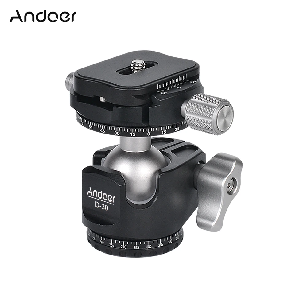 

Andoer D-30 профессиональная двойная панорамная головка с ЧПУ Алюминиевый сплав штатив монопод шаровая головка для Canon Nikon Sony DSLR