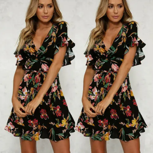 2019 Fashion Women's Maxi Boho Dress Floral Summer Beach Evening Party V Neck Short Sleeve Long Sundress
2019 Fashion Women's Maxi Boho Dress Floral Summer Beach Evening Party V Neck Short Sleeve Long Sundress