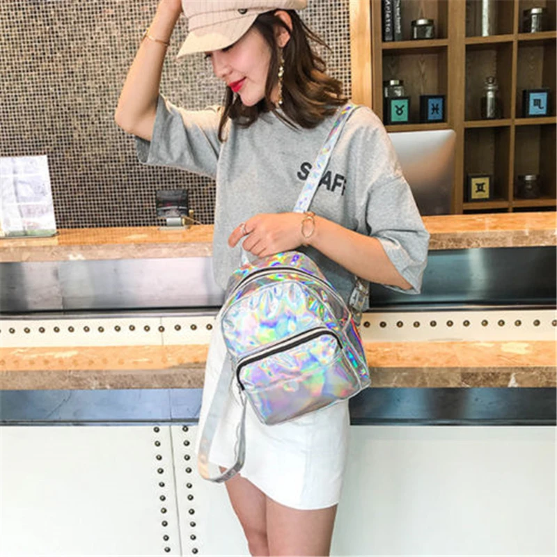 Hot Women Girls PU Leather Cool Solid Hologram Laser Metallic Color Zipper Casual Backpack School Shoulder Bag
Hot Women Girls PU Leather Cool Solid Hologram Laser Metallic Color Zipper Casual Backpack School Shoulder Bag