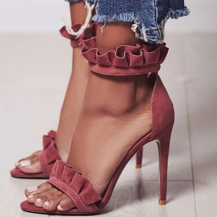 New Fashion Woman Shoes Stilettos Sandals Ruffle Band in Cross tied Lace up Cover Heel Open Toe Thin Heel Ankle Strap
New Fashion Woman Shoes Stilettos Sandals Ruffle Band in Cross tied Lace up Cover Heel Open Toe Thin Heel Ankle Strap