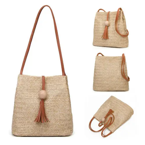 Faroot Brand Shopping Bag Women Straw Rattan Bags Woven Handbags Shoulder Knitted Purse Travel Tassel Ladies Storage | Дом и сад
