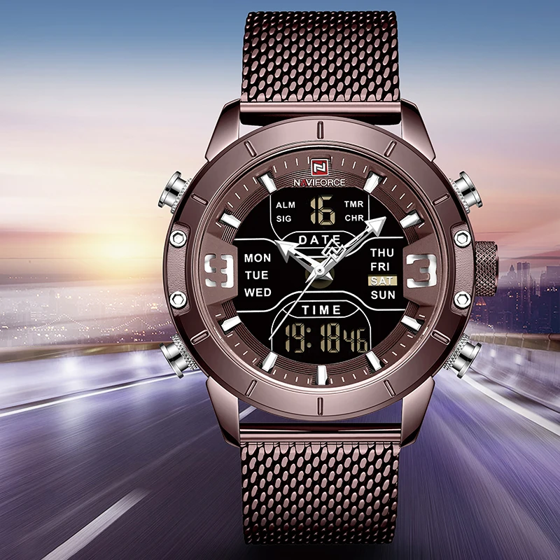 New Luxury Top Brand NAVIFORCE Men Military Coffee Watch Waterproof Digital LED Quartz Clock Sport Watch Male Relogios Masculino
New Luxury Top Brand NAVIFORCE Men Military Coffee Watch Waterproof Digital LED Quartz Clock Sport Watch Male Relogios Masculino