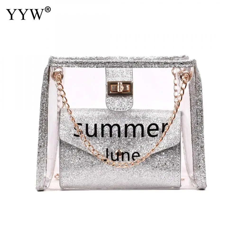 2019 Summer Letter Printed Handbag PVC Transparent Women Hand Bag Chain Shoulder Bag Beach Travel Crossbody Large Capacity Bag
2019 Summer Letter Printed Handbag PVC Transparent Women Hand Bag Chain Shoulder Bag Beach Travel Crossbody Large Capacity Bag