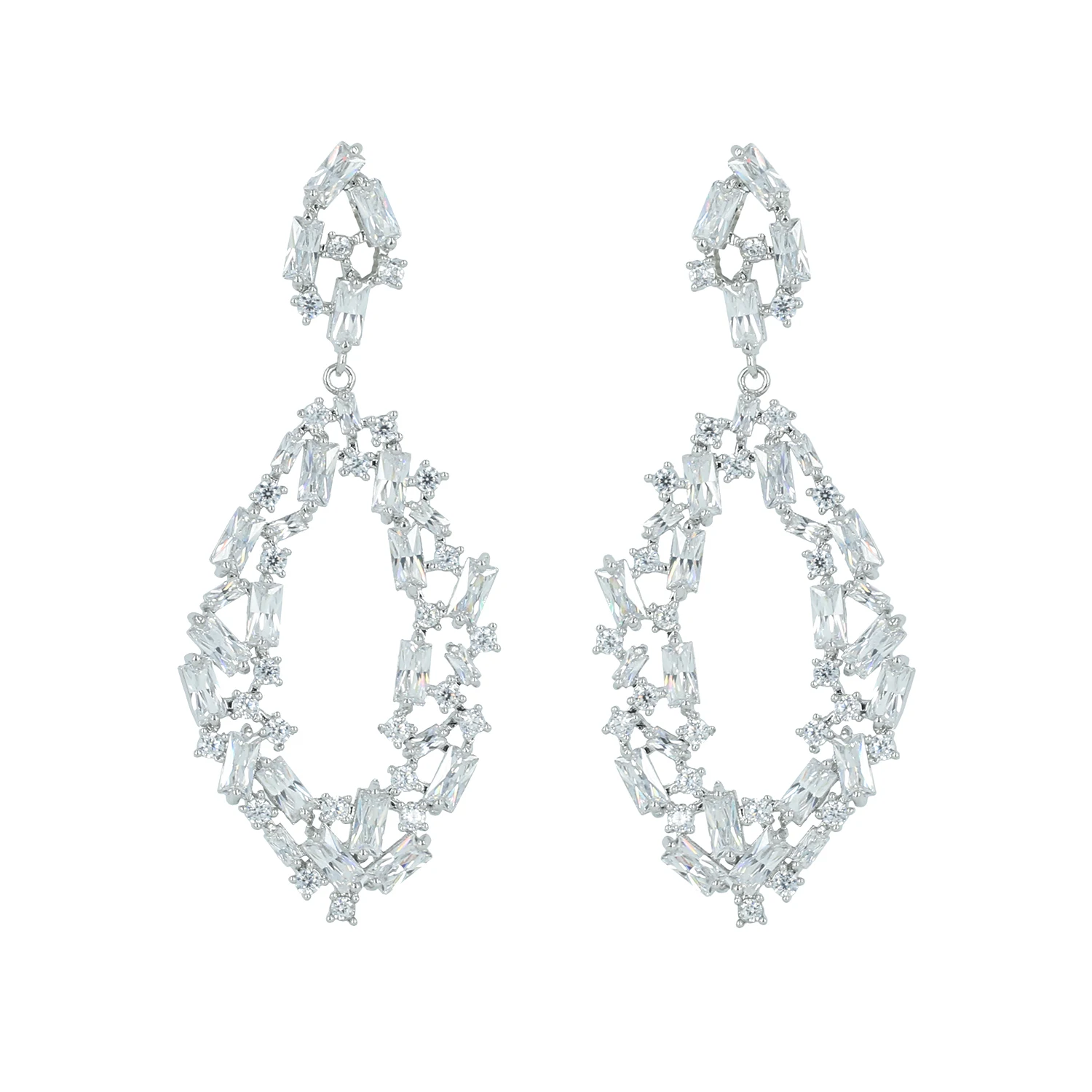 Silver Tone Cubic Zirconia Wedding Bride Dangle Earrings Rhinestone Crystal Earring for Women Prom Jewelry Accessories CE10214
Silver Tone Cubic Zirconia Wedding Bride Dangle Earrings Rhinestone Crystal Earring for Women Prom Jewelry Accessories CE10214