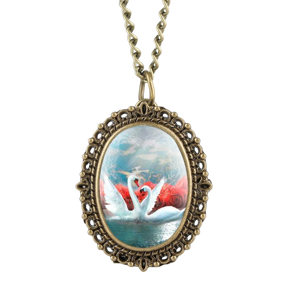 Unique Women's Small Quartz Pocket Watch Flamingo Patch/Double Swans Pattern Oval Watches for Ladies Alloy Necklace Watch
Unique Women's Small Quartz Pocket Watch Flamingo Patch/Double Swans Pattern Oval Watches for Ladies Alloy Necklace Watch