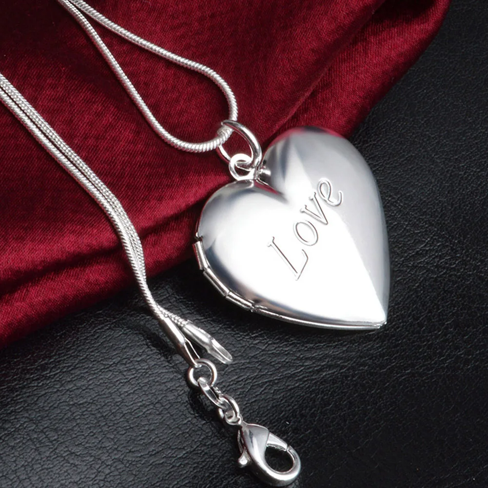 1 шт. кулон в форме сердца виде медальона для фото романтическое ожерелье с