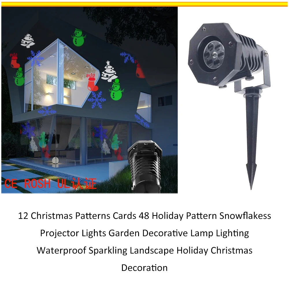 12 Christmas Patterns Cards 48 Holiday Pattern Snowflakess Projector Lights Garden Decorative Lamp Lighting Waterproof Sparkling
12 Christmas Patterns Cards 48 Holiday Pattern Snowflakess Projector Lights Garden Decorative Lamp Lighting Waterproof Sparkling