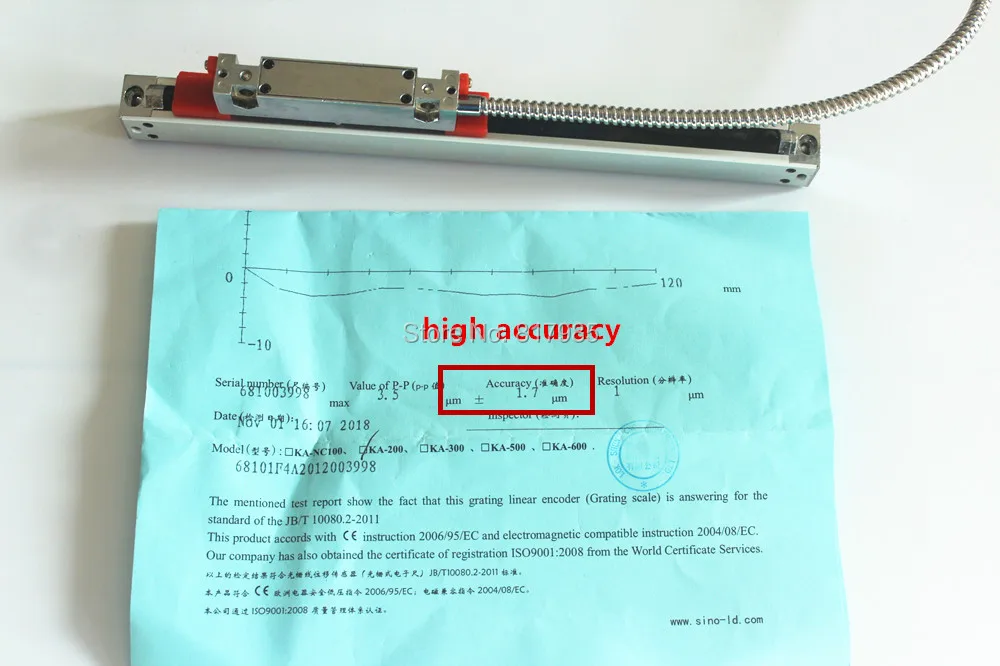 SINO slim linear scale 16*16mm cross section KA200 linear encoder 5micron resolution
SINO slim linear scale 16*16mm cross section KA200 linear encoder 5micron resolution