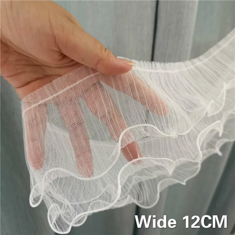 12CM Wide White Double Layer Tulle 3D Pleated Chiffon Lace Fabric Ribbon Elastic Ruffle Trim Wedding Dress Sewing Fringe Decor
12CM Wide White Double Layer Tulle 3D Pleated Chiffon Lace Fabric Ribbon Elastic Ruffle Trim Wedding Dress Sewing Fringe Decor