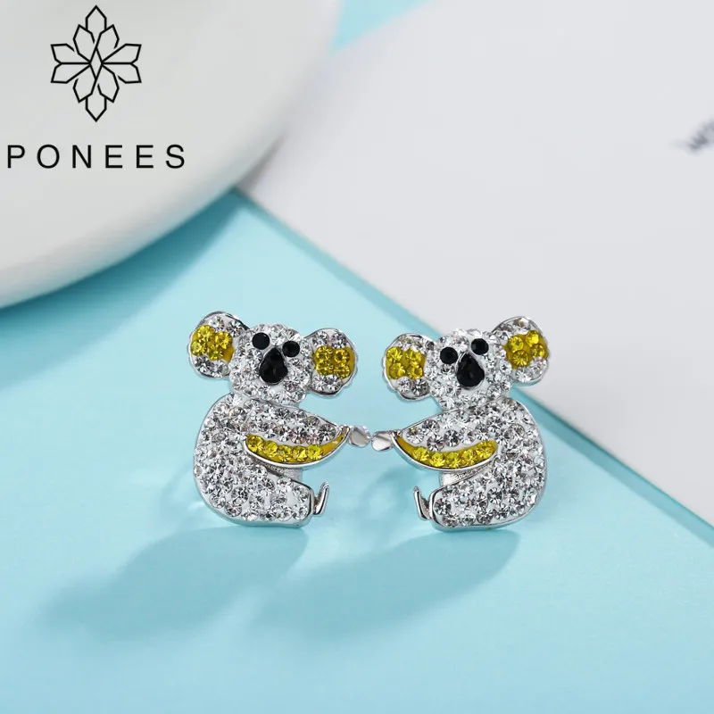 PONEES New Fashion Colorful Animal Jewelry Cute Koala Bear Stud Earrings For Women With Crystals
PONEES New Fashion Colorful Animal Jewelry Cute Koala Bear Stud Earrings For Women With Crystals
