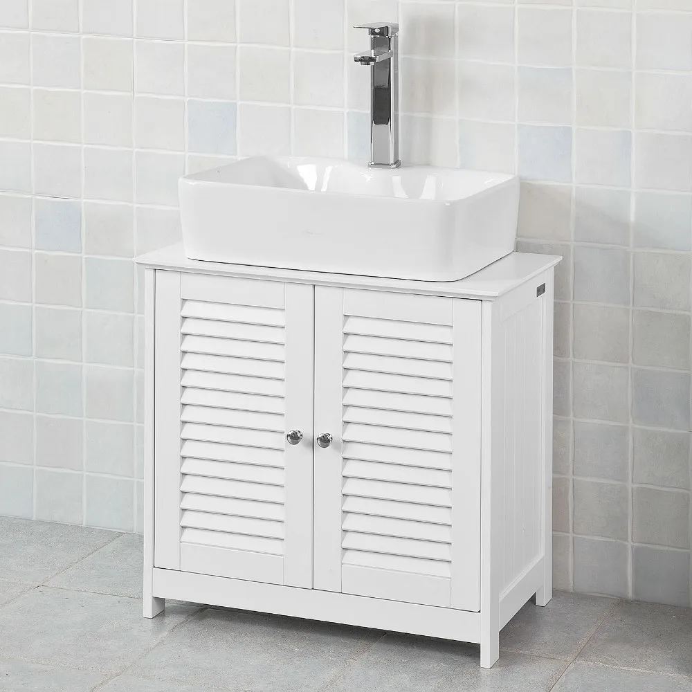White Under Sink Bathroom Storage Cabinet with Double Shutter Doors SoBuy FRG237-W
White Under Sink Bathroom Storage Cabinet with Double Shutter Doors SoBuy FRG237-W