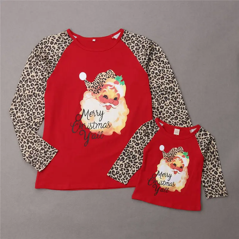 Рождественские одинаковые комплекты для семьи футболка мамы и дочки топы женщин