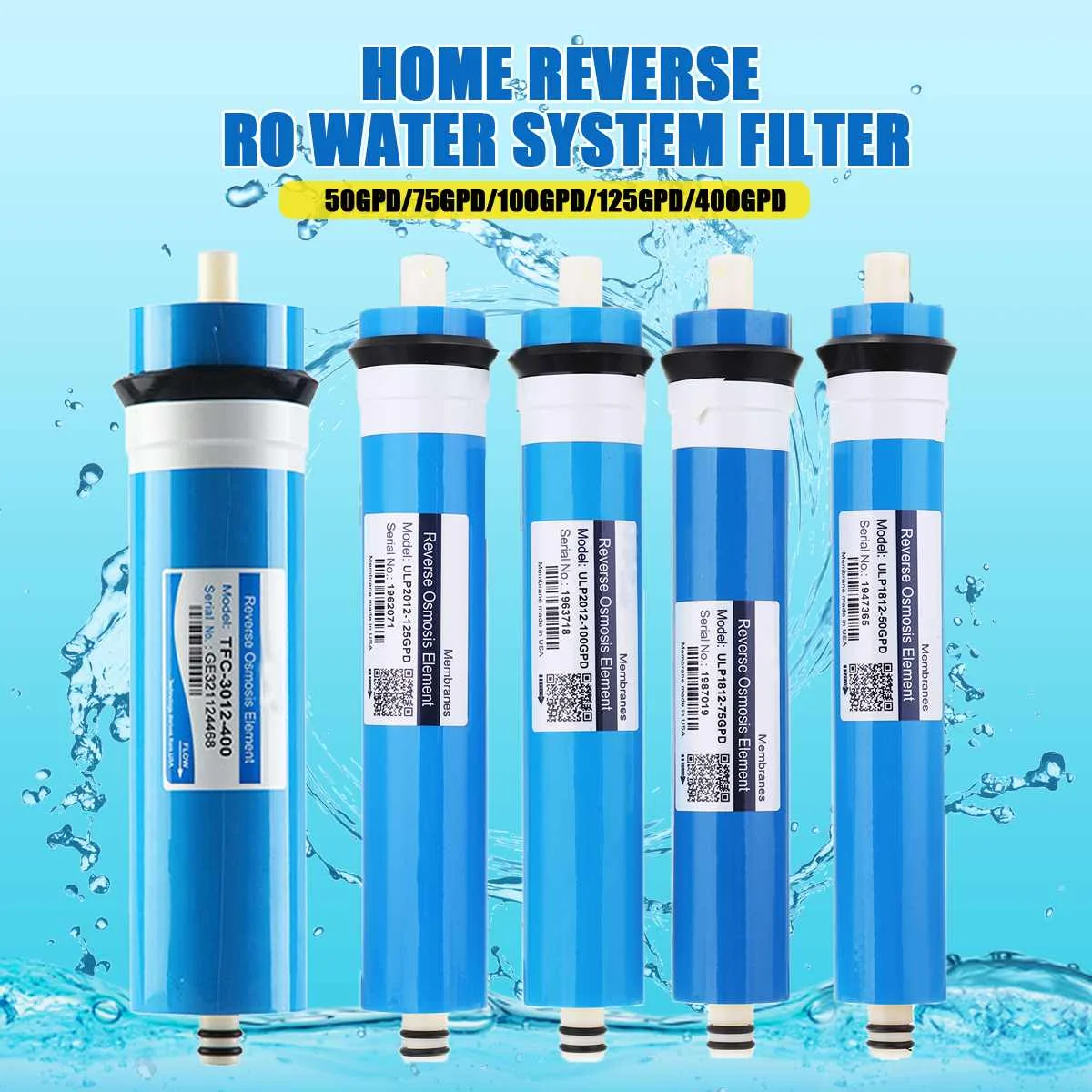 50/75/100/125/400GPD Home Kitchen Reverse Osmosis RO Membrane Replacement Water System Filter Water Purifier Drinking Treatment
50/75/100/125/400GPD Home Kitchen Reverse Osmosis RO Membrane Replacement Water System Filter Water Purifier Drinking Treatment