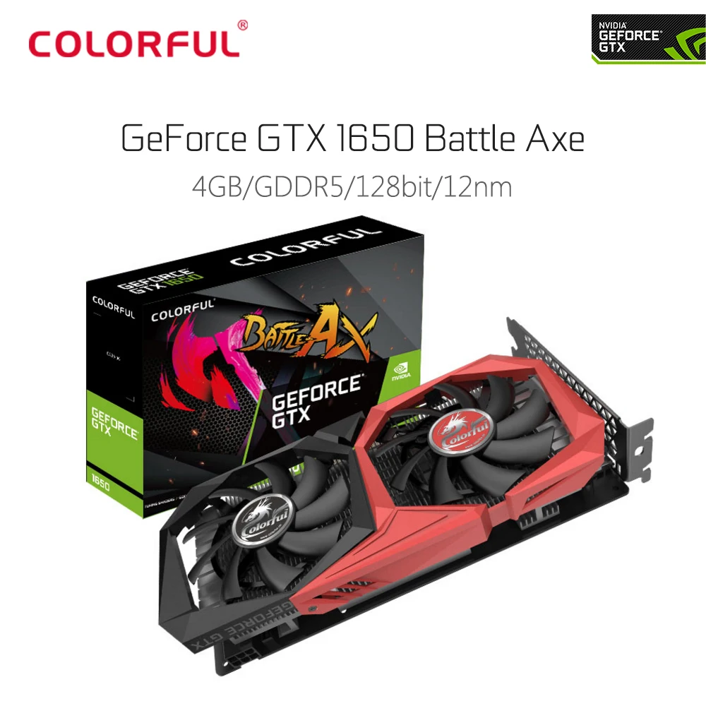 Оригинальный красочный Nvidia GeForce GTX 1650 4G видео Графическая карта для игр 1485 МГц GDDR5 4