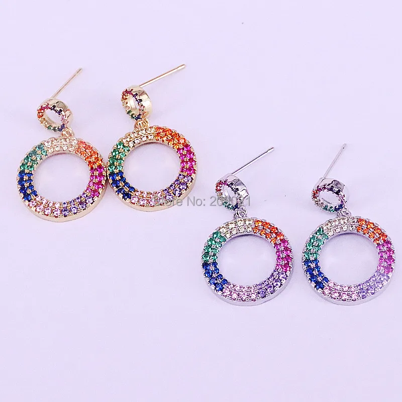 5Pair New Design Rainbow CZ Round Circle Dangle Earrings for Women Fashion Wedding Party Jewelry
5Pair New Design Rainbow CZ Round Circle Dangle Earrings for Women Fashion Wedding Party Jewelry