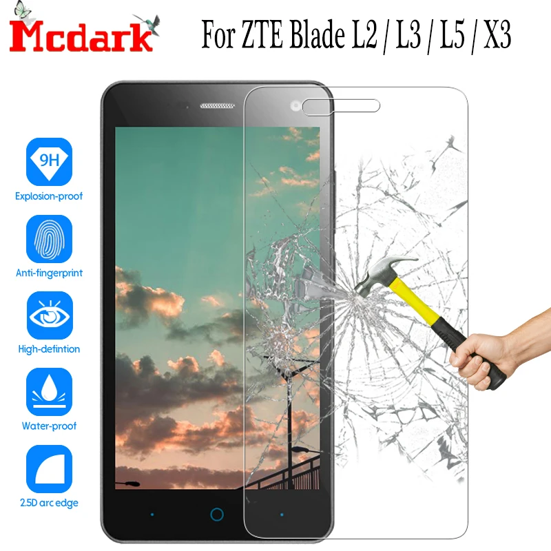 Mcdark 2.5D 9H закаленное стекло для ZTE Blade L5 X3 защита экрана 5 0 дюймов L2 L3 телефона