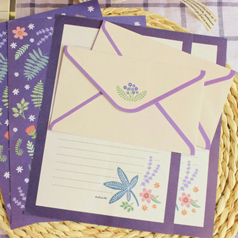 1 Set Flower Floral Letter Pad Chancery for Writing Stationary w09 Creative Supplie Paper Envelope |