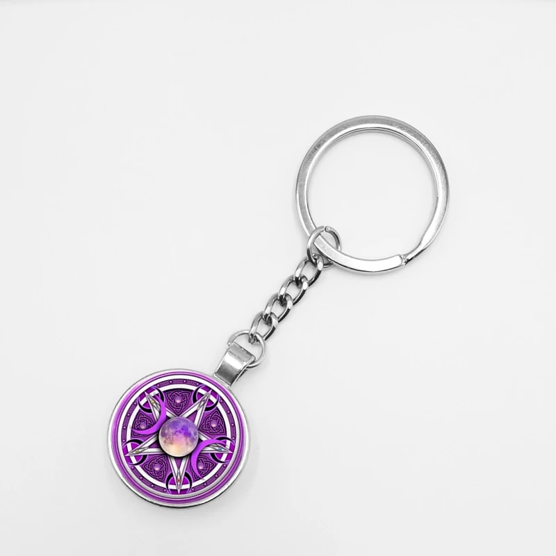 Hot! 2019 / New Fashion Charm Purple Triple Moon Goddess Pendant Key Ring Five-pointed Star Keychain Wicca Ornaments
Hot! 2019 / New Fashion Charm Purple Triple Moon Goddess Pendant Key Ring Five-pointed Star Keychain Wicca Ornaments