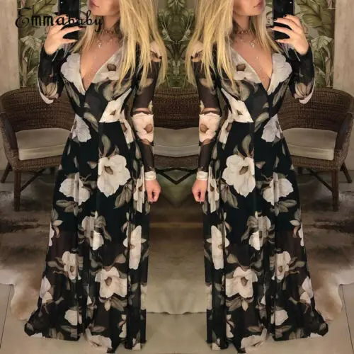 2019 Sexy V-Neck Women Floral Chiffon Long Sleeve Printed Casual Party Boho Maxi Beach Dress
2019 Sexy V-Neck Women Floral Chiffon Long Sleeve Printed Casual Party Boho Maxi Beach Dress