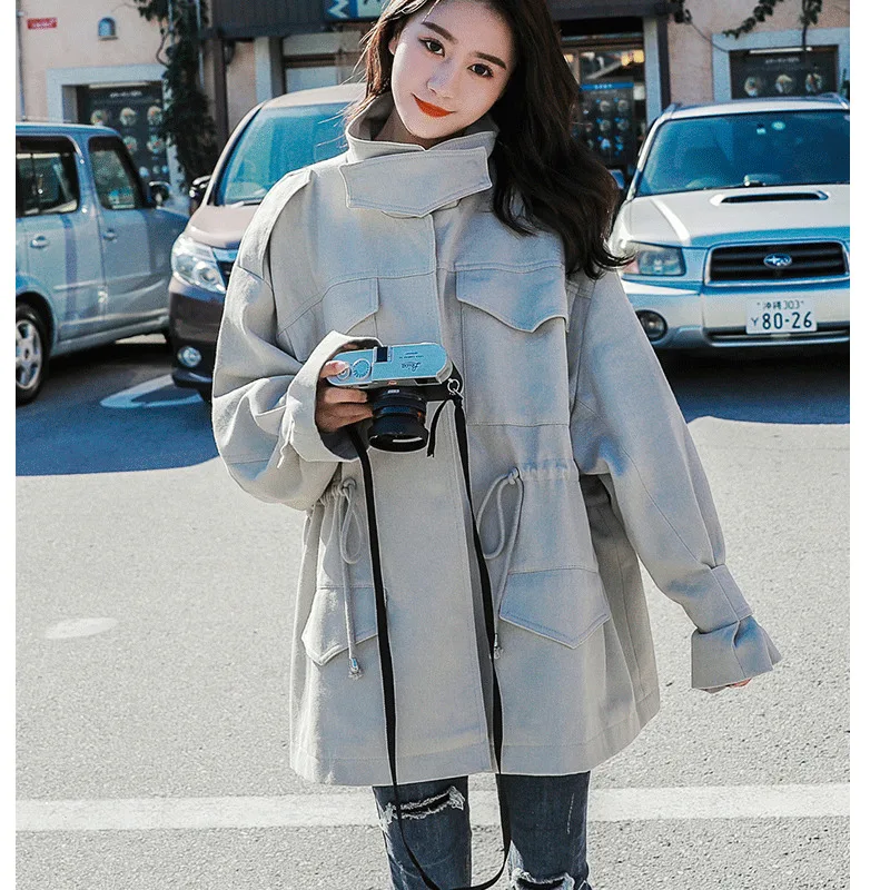 2019 Spring Windbreaker Jacket Women S Slim Solid Color Long Sleeve Stand Collar Autumn Tie Casual Fashion Long Coat Female P21
2019 Spring Windbreaker Jacket Women S Slim Solid Color Long Sleeve Stand Collar Autumn Tie Casual Fashion Long Coat Female P21