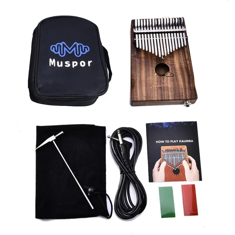 17 клавиш Muspor EQ Kalimba Mbira твердая древесина акации пианино для большого пальца с