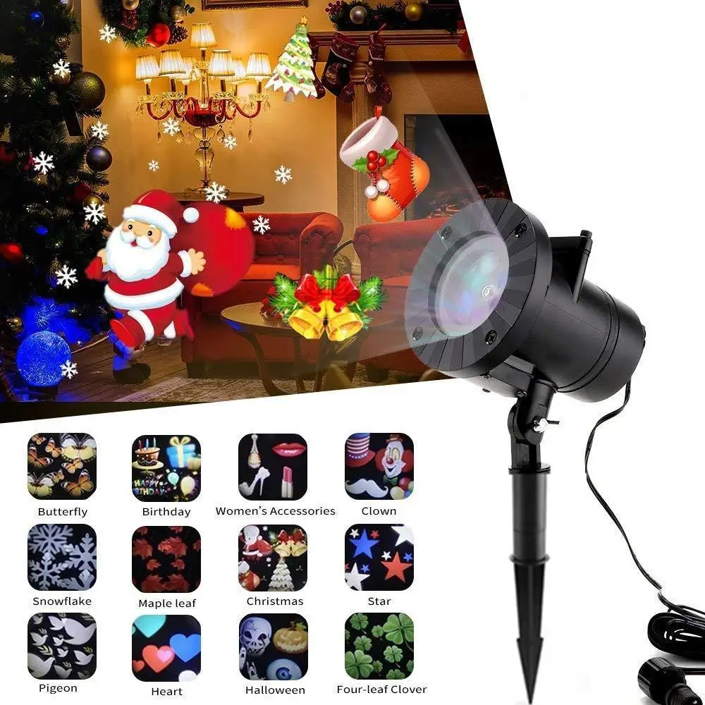 Christmas Snowflakes Projector Animation Effect IP44 Indoor/Outdoor Halloween Projector 12Patterns Snowflake/Snowman Stage Light
Christmas Snowflakes Projector Animation Effect IP44 Indoor/Outdoor Halloween Projector 12Patterns Snowflake/Snowman Stage Light