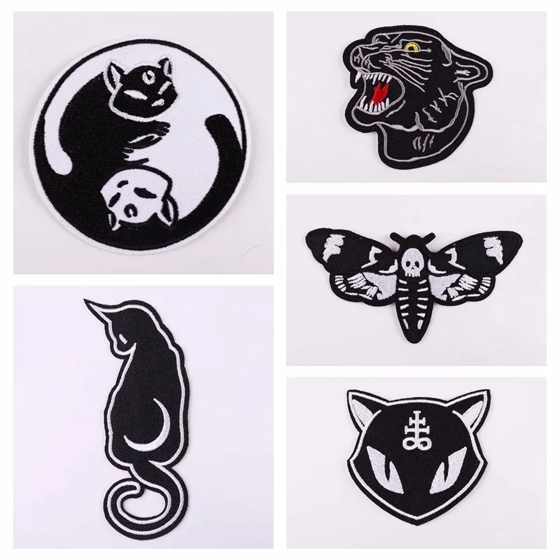 Punk Style Taichi Cats Black Cats Tiger Appliques Ghost Face Moth Patches Iron On Patches Sewing Skull Embroidery Badges
Punk Style Taichi Cats Black Cats Tiger Appliques Ghost Face Moth Patches Iron On Patches Sewing Skull Embroidery Badges