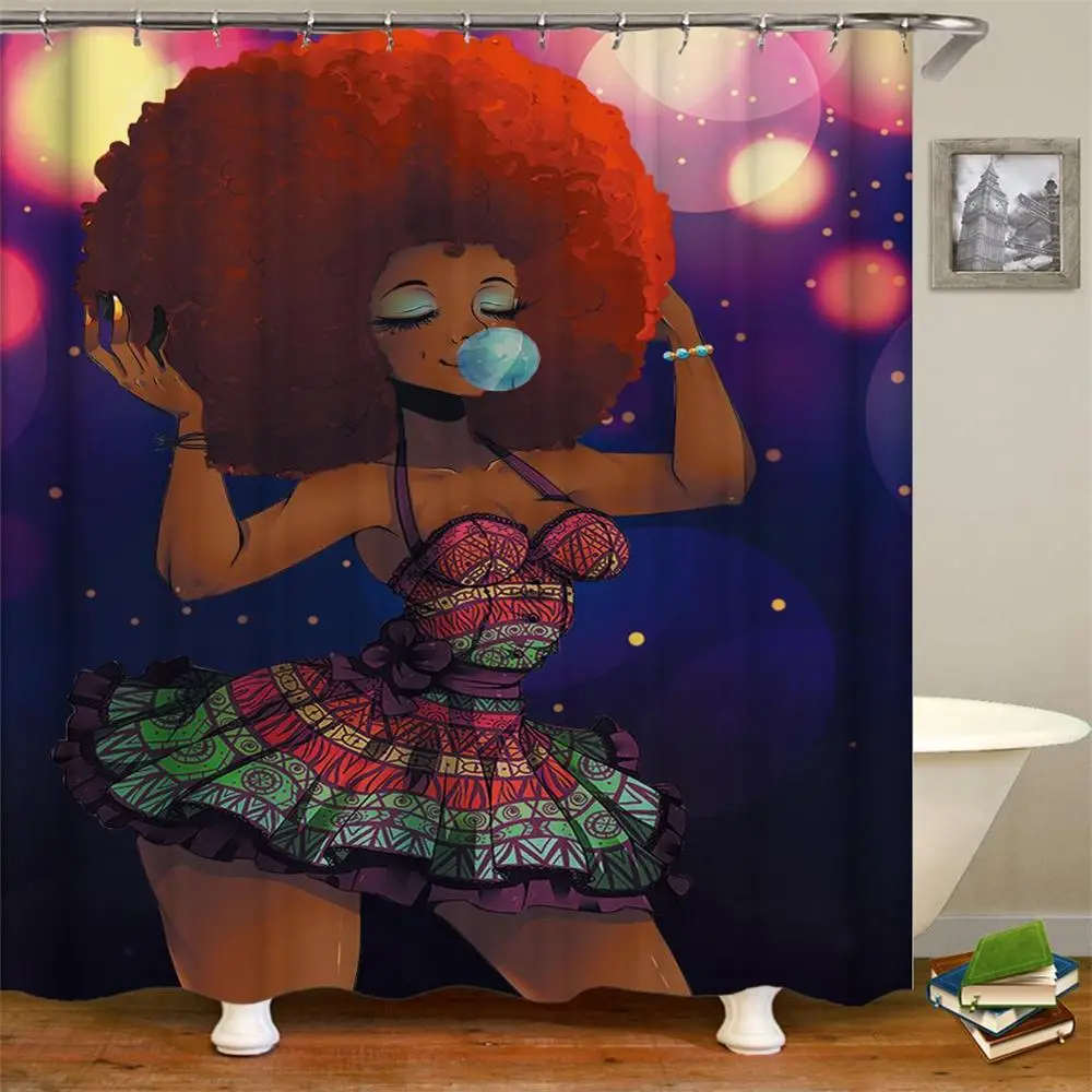 African Black Woman Shower Curtain Waterproof Bathroom Afro Design Mildew Resistant Fabric With Hooks
African Black Woman Shower Curtain Waterproof Bathroom Afro Design Mildew Resistant Fabric With Hooks