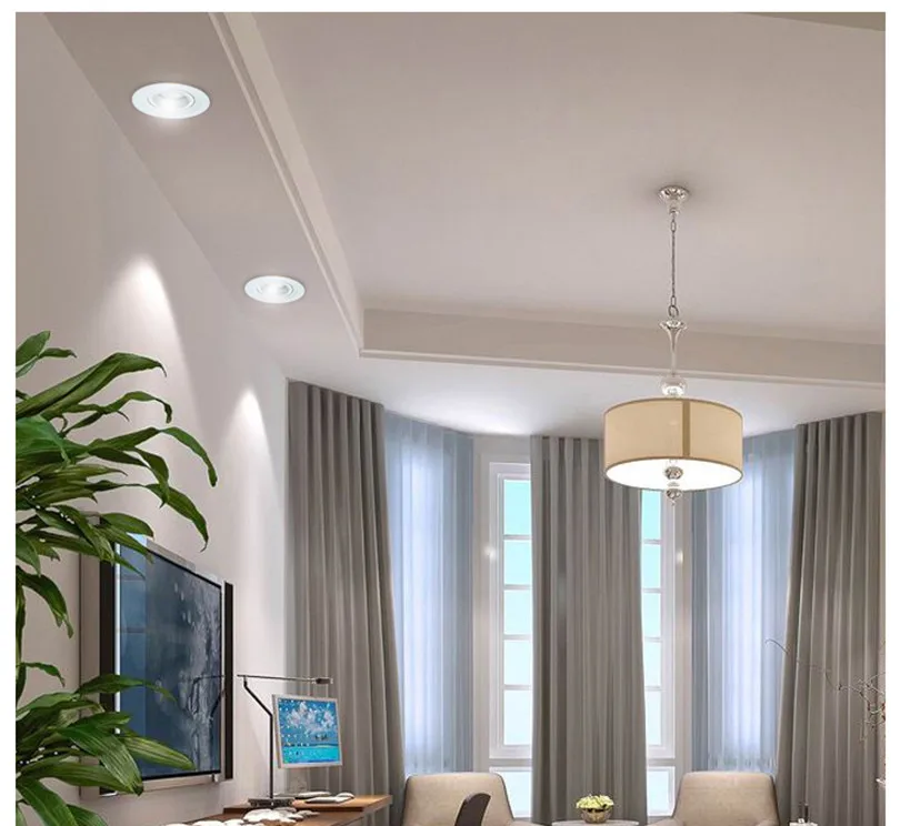 Регулируемые светодиодные потолочные лампы 7 Вт 10 15 20 25 35 COB Zoom Spotlight Down Lights Lamp for Home