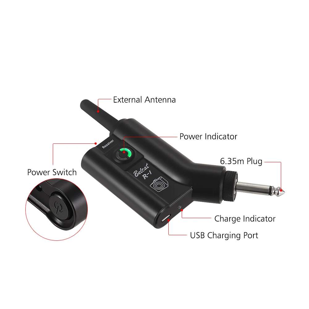 Belcat SW400+R1 UHF Acoustic Guitar Sound Hole Pickup Wireless System with Transmitter Receiver Max.50M with USB Cable Carry Bag
Belcat SW400+R1 UHF Acoustic Guitar Sound Hole Pickup Wireless System with Transmitter Receiver Max.50M with USB Cable Carry Bag