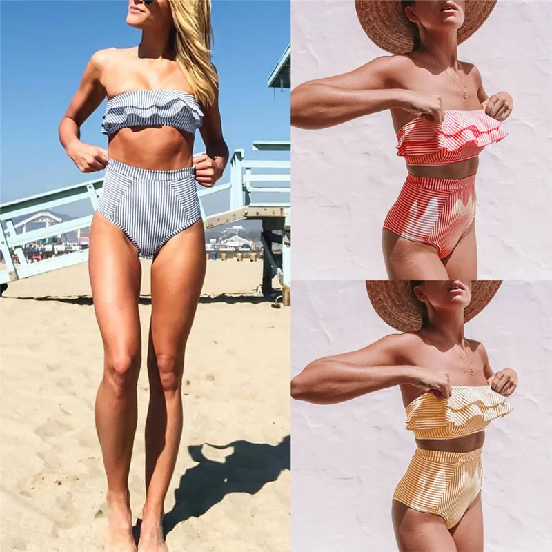Striped Sexy swimsuit women High waist bikini set Off shoulder swimwear 2019 Ruffles bathing suit two-piece suit Push up bathers
Striped Sexy swimsuit women High waist bikini set Off shoulder swimwear 2019 Ruffles bathing suit two-piece suit Push up bathers