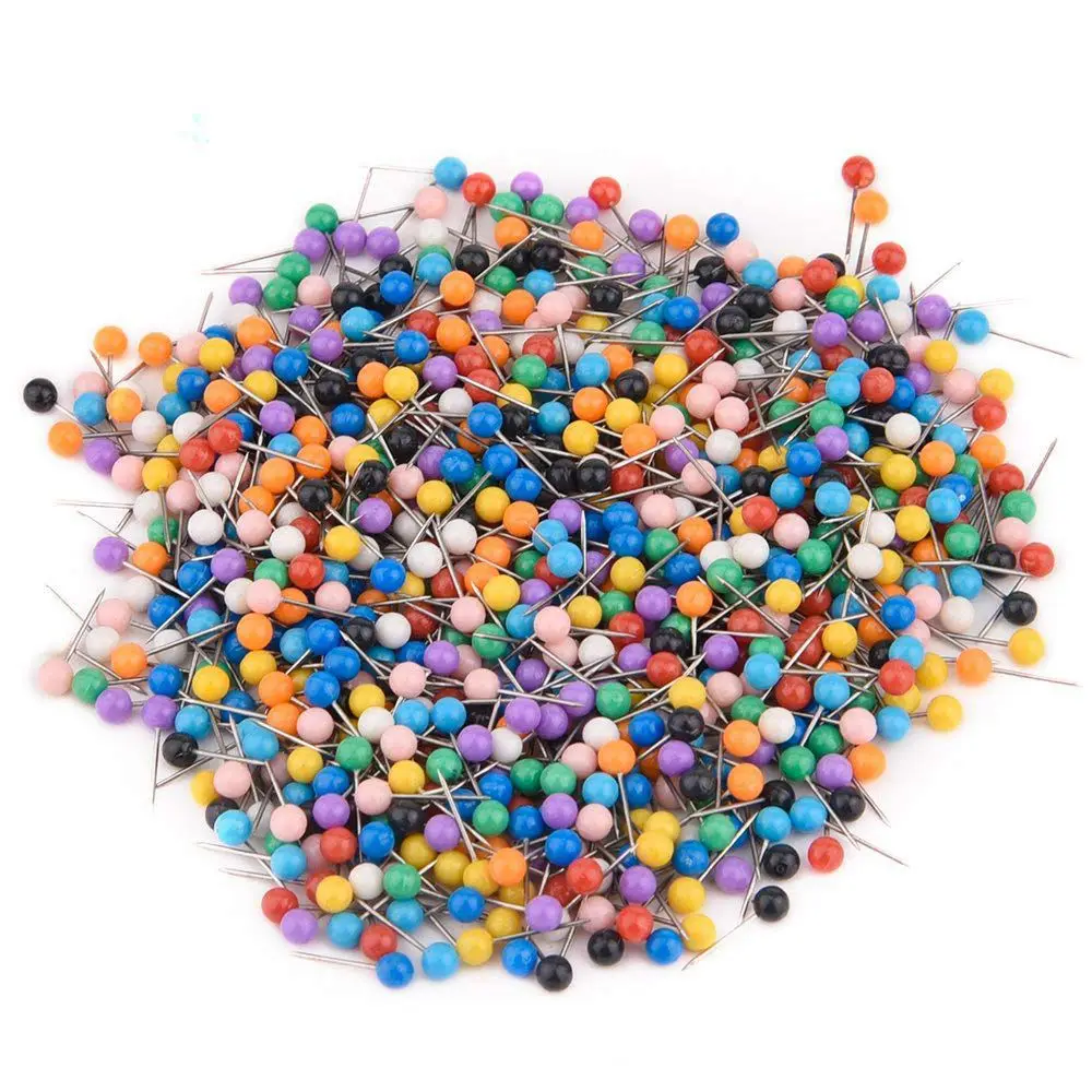 1000 Pieces 1/8 inch Map Push Pins Map Tacks with Plastic Round Heads and Steel Needle Points 10 Colors (Each Color 100 PCS)
1000 Pieces 1/8 inch Map Push Pins Map Tacks with Plastic Round Heads and Steel Needle Points 10 Colors (Each Color 100 PCS)