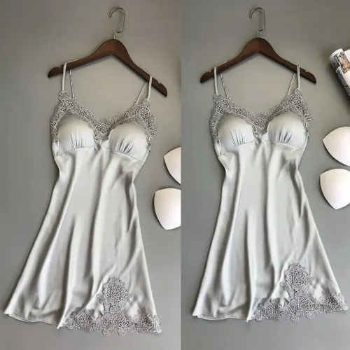 Women Girls Solid Sexy Lace Lingerie Satin V Neck Sleep Dress Nightwear Babydoll Sleepwear Mini Dress 
Women Girls Solid Sexy Lace Lingerie Satin V Neck Sleep Dress Nightwear Babydoll Sleepwear Mini Dress