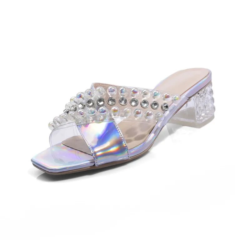 Carole Levy 2019 summer fashion new square head crystal thick high heel slippers pearl transparent PVC color ladies sandals
Carole Levy 2019 summer fashion new square head crystal thick high heel slippers pearl transparent PVC color ladies sandals