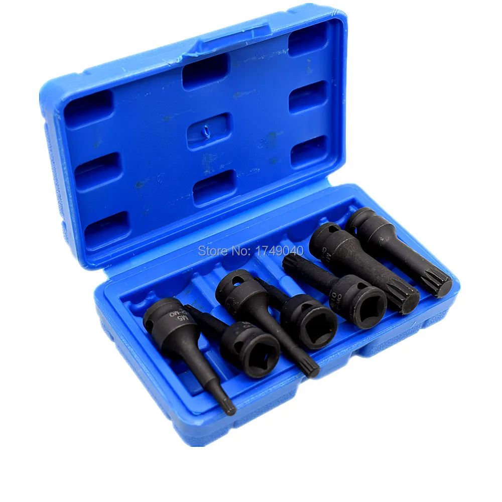 7 Piece Spline Bit Socket 3/8" Square Drive M5 M6 M7 M8 M10 M12 M14 CR-MO Impact Socket Screwdriver Bits Tools Set with Case
7 Piece Spline Bit Socket 3/8" Square Drive M5 M6 M7 M8 M10 M12 M14 CR-MO Impact Socket Screwdriver Bits Tools Set with Case