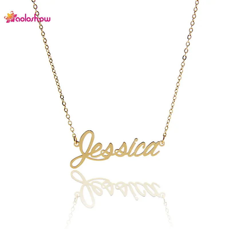 AOLOSHOW Jessica Gold Nameplate Charm Name Necklace for Women Stainless Steel Pendant Statement Jewelry nl-2444
AOLOSHOW Jessica Gold Nameplate Charm Name Necklace for Women Stainless Steel Pendant Statement Jewelry nl-2444