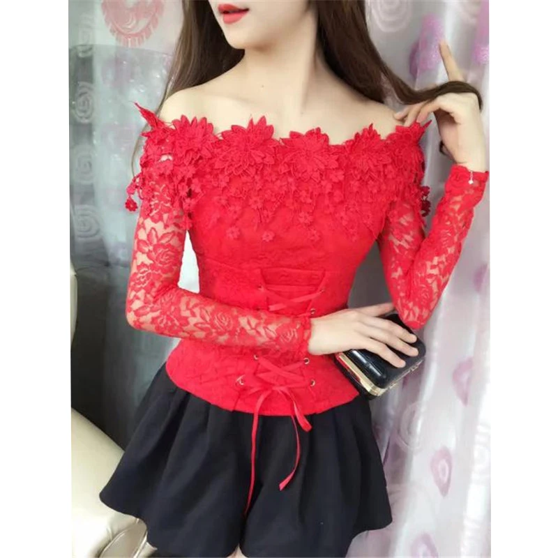 Autumn Women Long Sleeve Shirt Sweet Tie Tassel Floral Lace Blouse Ladies Backless Slash Neck Blouses Blusas Short Tops
Autumn Women Long Sleeve Shirt Sweet Tie Tassel Floral Lace Blouse Ladies Backless Slash Neck Blouses Blusas Short Tops