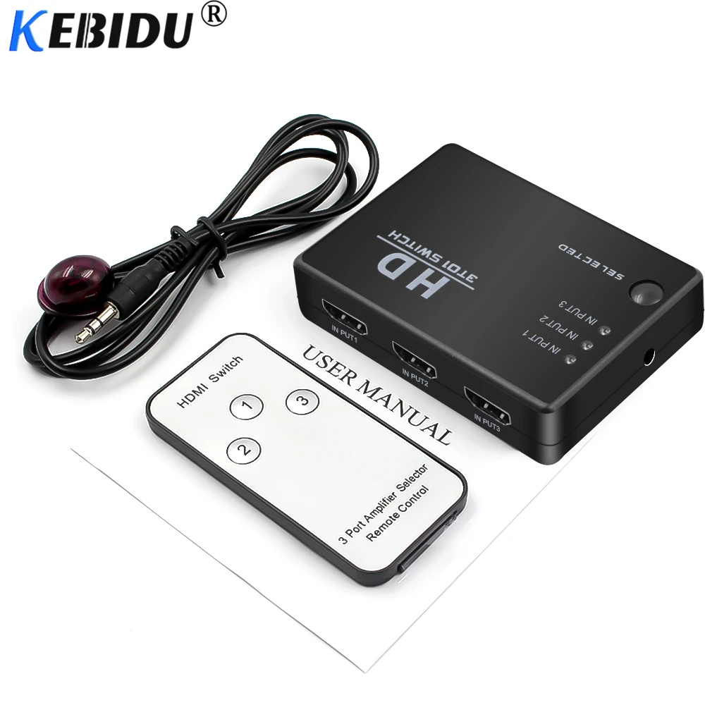 KEBIDU 3 Порты видеокоммутатор HDMI-совместимый матричный распределитель