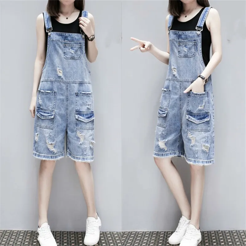 Women Denim Overalls Casual Loose Ripped Hole Jumpsuits 2019 Summer Fashion Jeans Overalls Blue Pocket Playsuits
Women Denim Overalls Casual Loose Ripped Hole Jumpsuits 2019 Summer Fashion Jeans Overalls Blue Pocket Playsuits