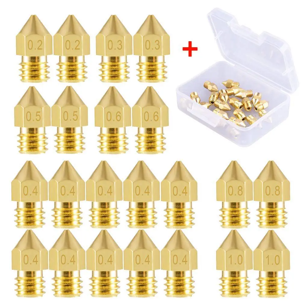 22 Pieces 3D Printer Nozzles MK8 Nozzle 0.2mm, 0.3mm, 0.4mm, 0.5mm, 0.6mm, 0.8mm, 1.0mm Extruder Print Head with Free Storage
22 Pieces 3D Printer Nozzles MK8 Nozzle 0.2mm, 0.3mm, 0.4mm, 0.5mm, 0.6mm, 0.8mm, 1.0mm Extruder Print Head with Free Storage