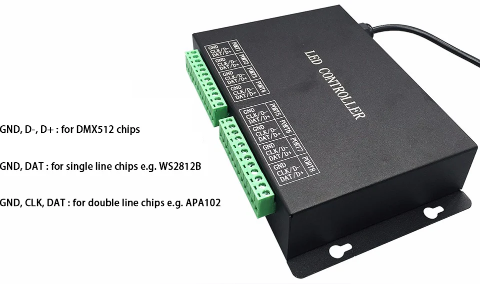 Программируемый контроллер полос, контроллер DMX512, поддержка WS2811,WS2812,APA102,DMX512 и т. д. бесплатное программное обеспечение, высокая надежность
Программируемый контроллер полос, контроллер DMX512, поддержка WS2811,WS2812,APA102,DMX512 и т. д. бесплатное программное обеспечение, высокая надежность