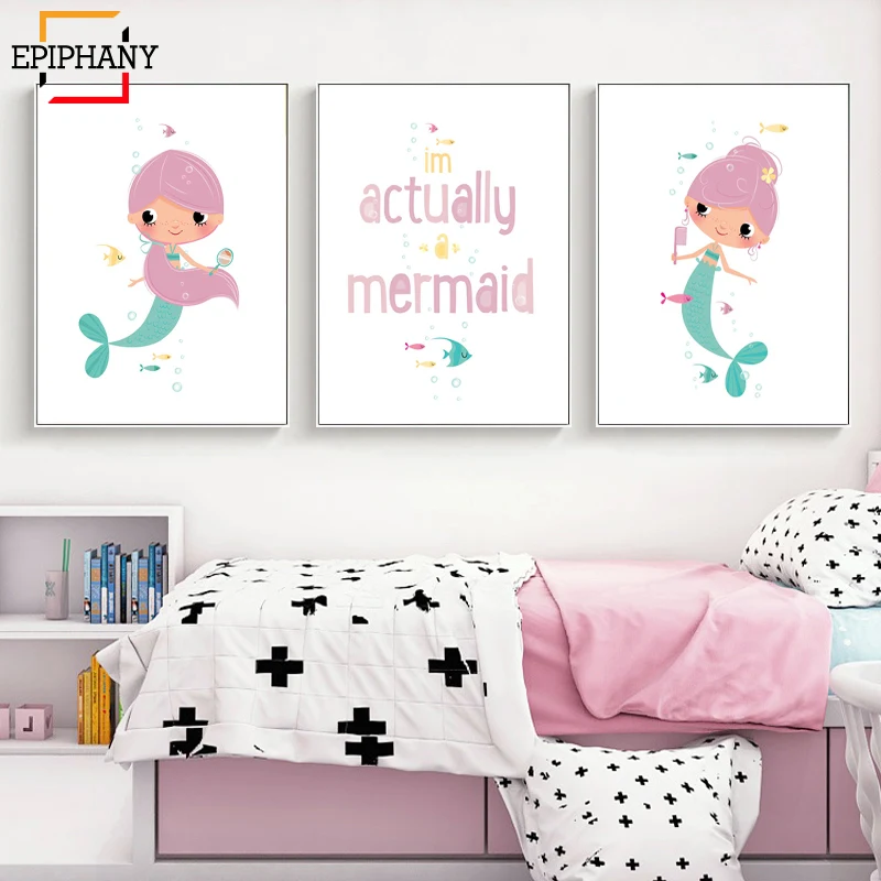 Baby Girl Nursery Decor Mermaid Canvas Printings Pink Wall Painting Nordic Cartoon Posters and Prints Kids Baby Room Decoration
Baby Girl Nursery Decor Mermaid Canvas Printings Pink Wall Painting Nordic Cartoon Posters and Prints Kids Baby Room Decoration