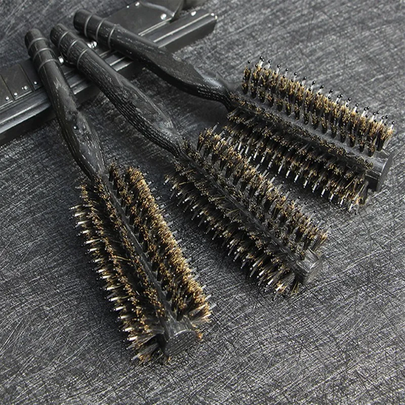 

Curly Hair Comb Hairdressing Comb Pig 's Bristles Hair Blow Straight Hair Rolling Volume Combs Hair Brushes Wood Styling Tools