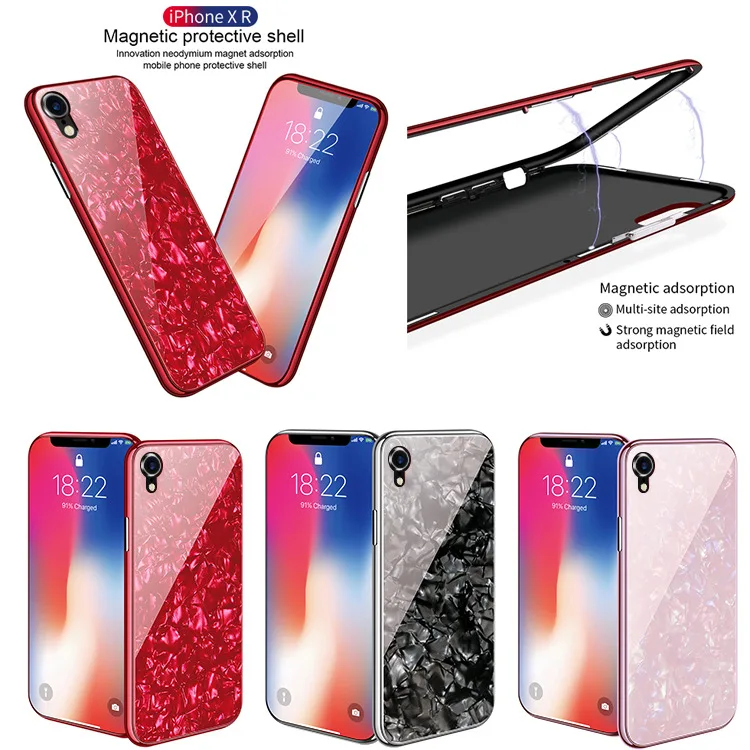 Магнитный адсорбционный чехол для телефона iPhone X XS MAX XR 7 8 6s роскошный стеклянный